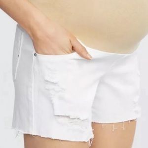 Full Panel Distressed Maternity Shorts